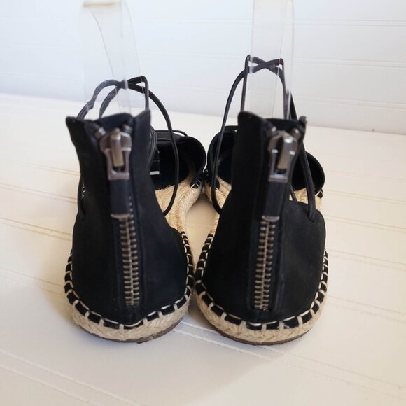 Eileen Fisher Sandals Womens 8.5 Black Nubuck Lee Espadrille Flats - Picture 5 of 9